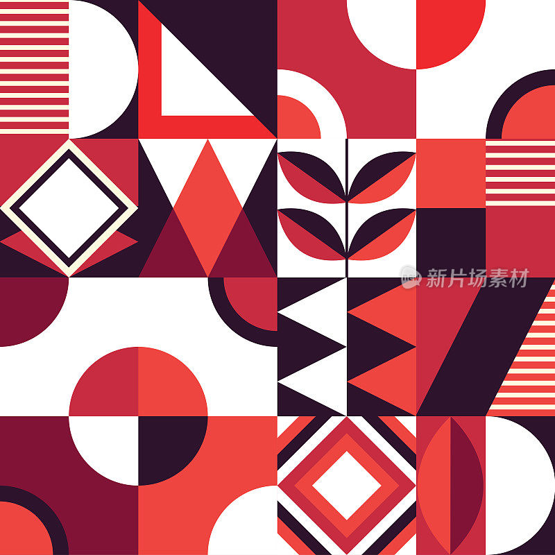 Retro and geometric shape concept. Red and white colors.